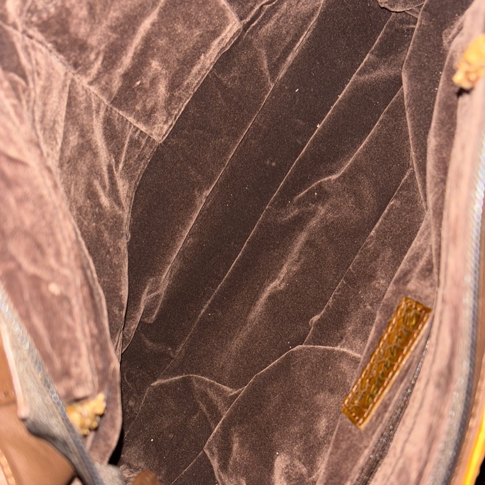 Vintage Brown Python skin/Leather Handbag. Suede interior. - Picture 6 of 9